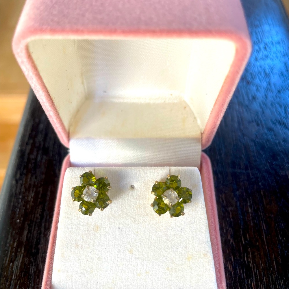 Elegant Green Crystal Stud Earrings